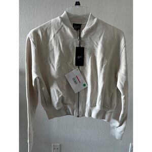 Christies Brand Italy Knit Bomber Jacket Womens Medium Beige New Athleisure